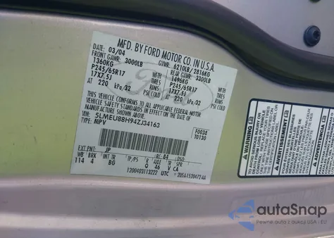 2004 Lincoln Aviator из США, поврежденный, VIN 5LMEU88H94ZJ34163